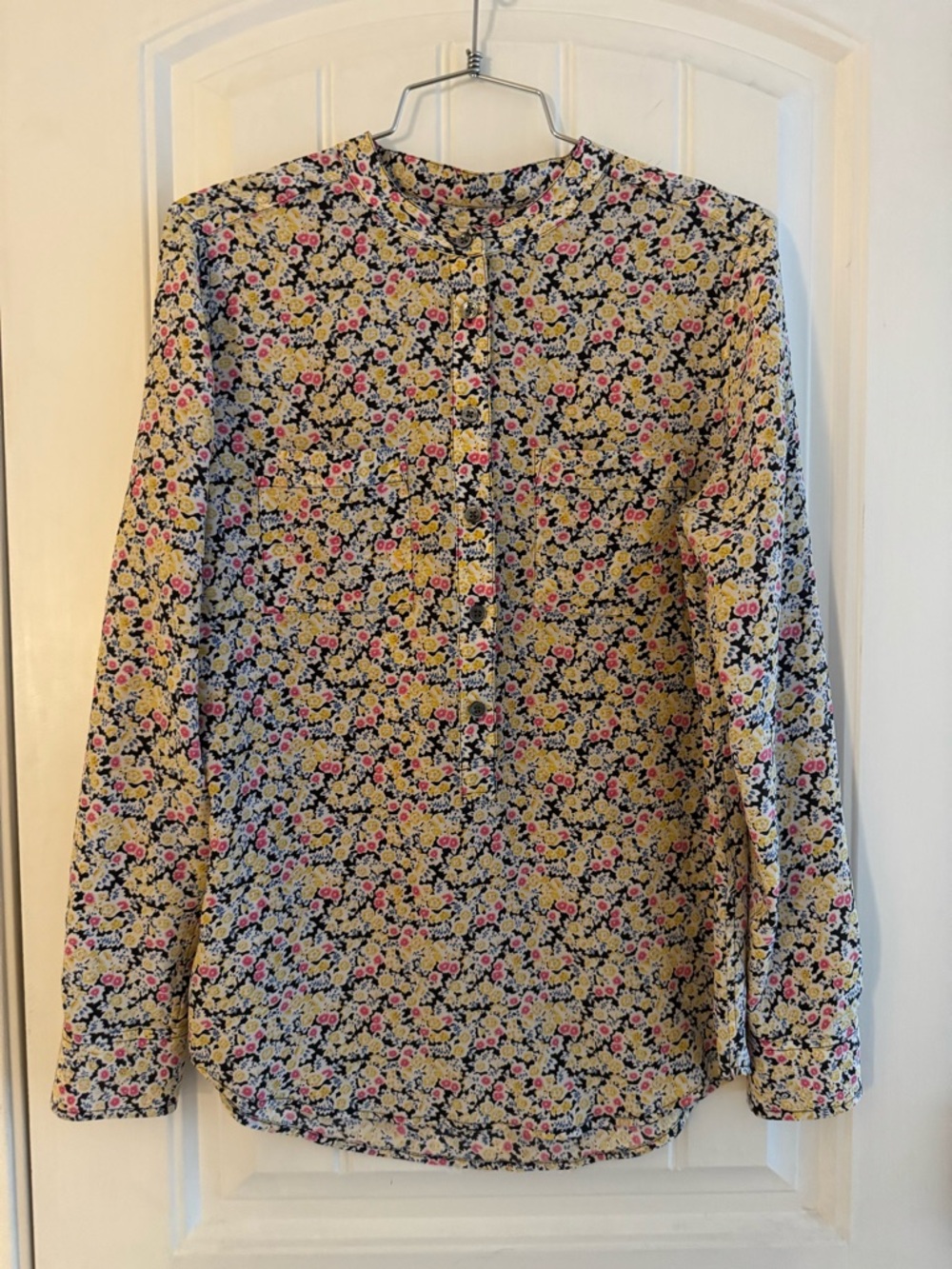 Equipment Femme Floral Button-Front Long Sleeve Blouse -